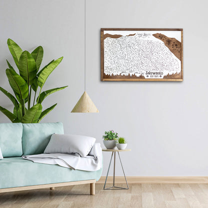 Snowbird Ski Resort Map Sign | Laser Engraved and Framed Wall Art
