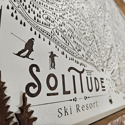 Solitude Ski Resort Map Sign | Laser Engraved & Framed Wall Art
