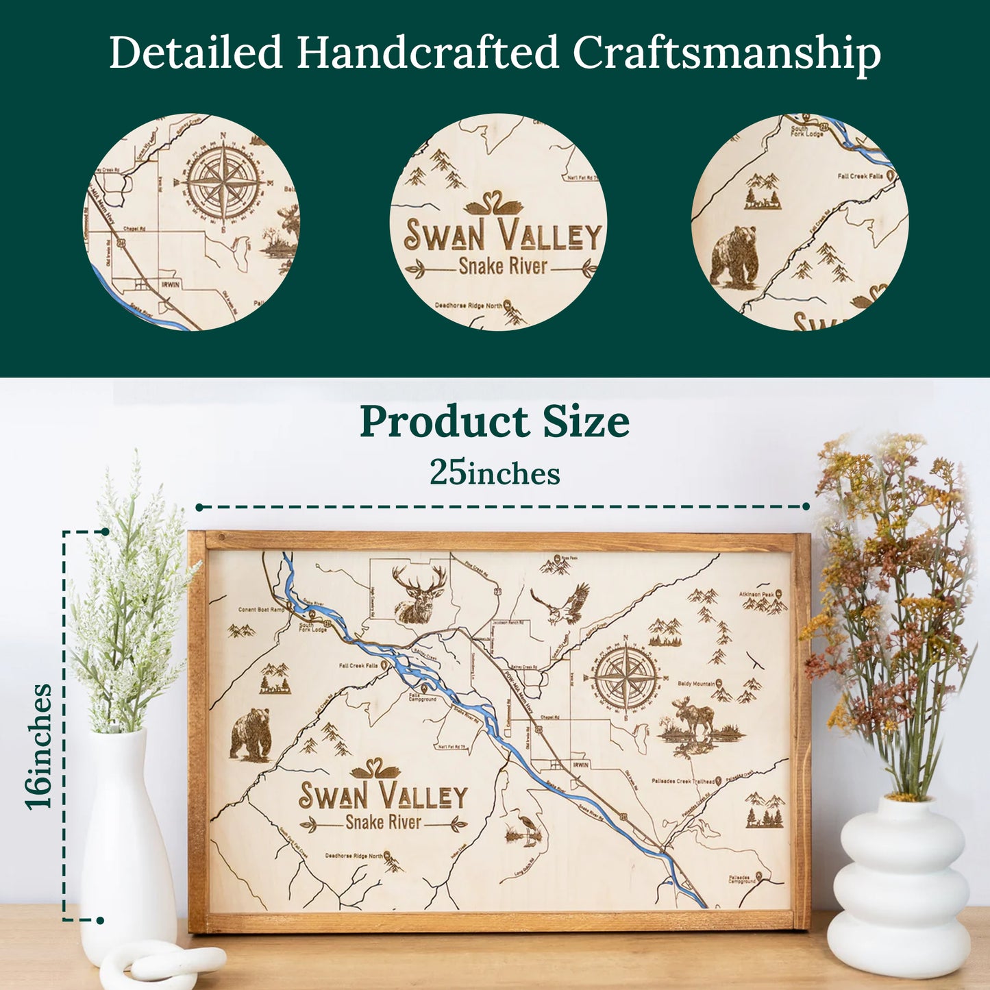 Swan Valley Topo Map Sign | Laser Engraved & Framed Wall Art