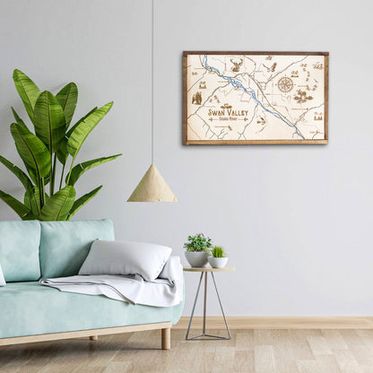 Swan Valley Topo Map Sign | Laser Engraved & Framed Wall Art