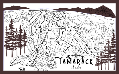 Tamarack Ski Resort Map Sign | Laser Engraved & Framed Wall Art