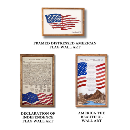 Declaration of Independence Bundle | Patriotic Laser Engraved & Framed Wall Art
