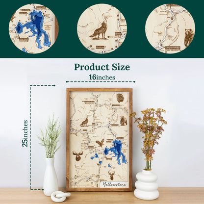 Yellowstone Topo Map Sign | Laser Engraved & Framed Wall Art