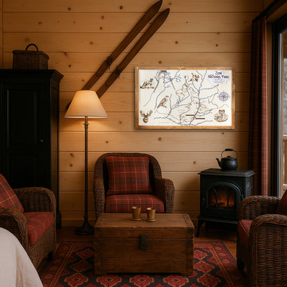 Zion National Park Topographic Map Sign | Laser Engraved & Framed Wall Art