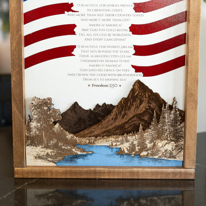 America The Beautiful Sign | Patriotic Laser Engraved & Framed Wall Art