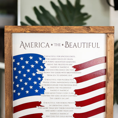 America The Beautiful Sign | Patriotic Laser Engraved & Framed Wall Art