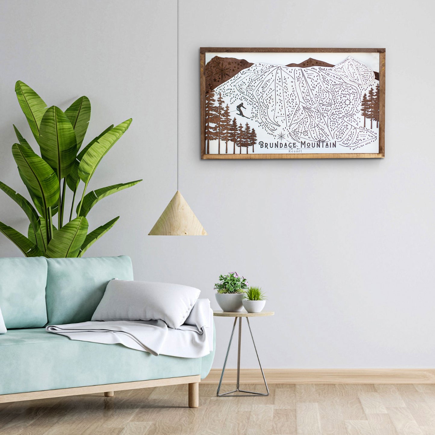 Brundage Mountain Ski Resort Map Sign | Laser Engraved & Framed Wall Art
