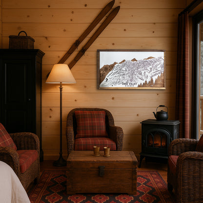 Deer Valley Ski Resort Map Sign | Laser Engraved & Framed Wall Art