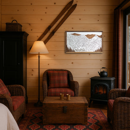 Brighton Ski Resort Map Sign | Laser Engraved & Framed Wall Art