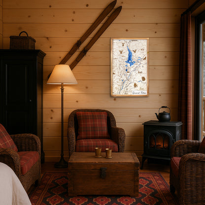 Grand Teton National Park Topo Map Sign | Laser Engraved & Framed Wall Art