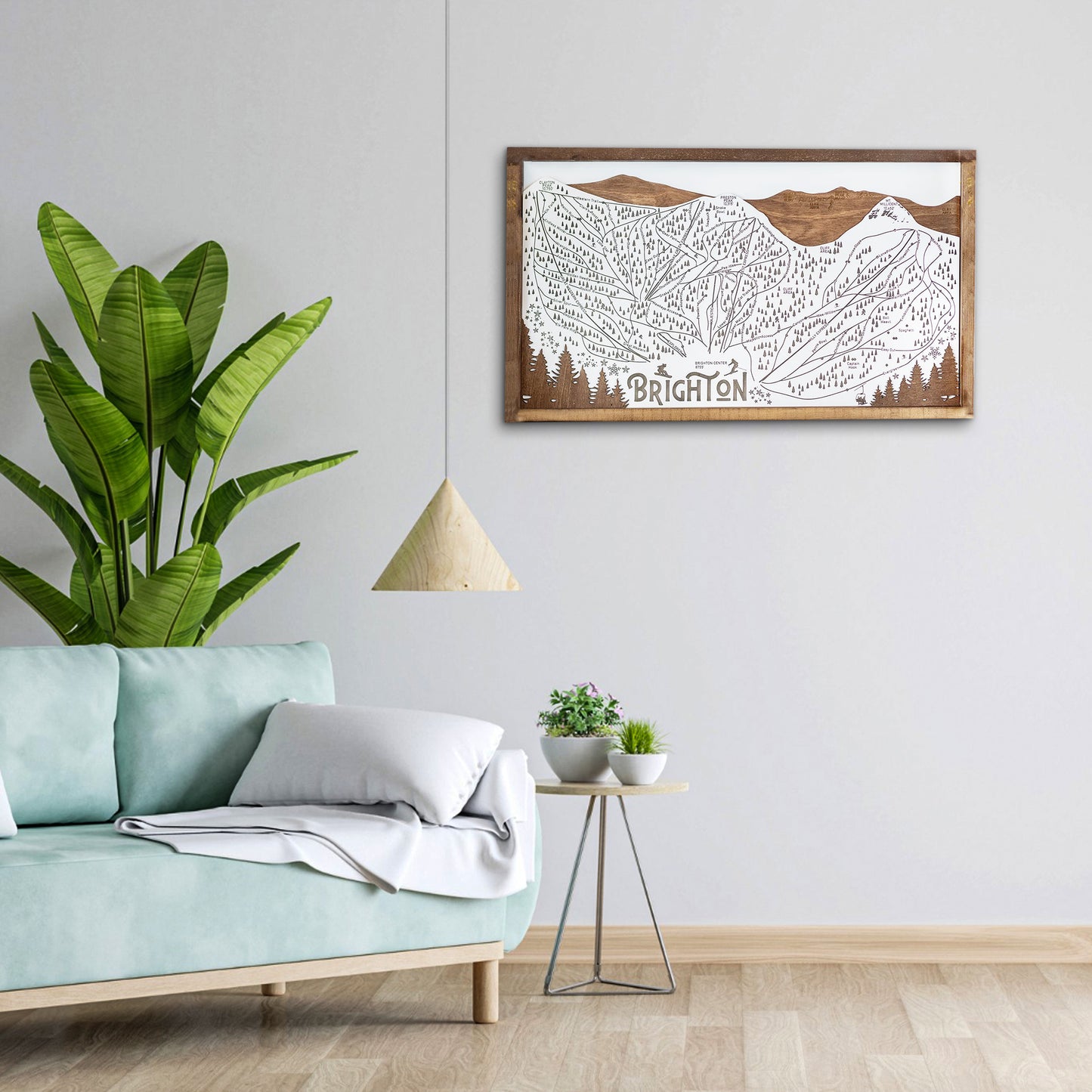 Brighton Ski Resort Map Sign | Laser Engraved & Framed Wall Art