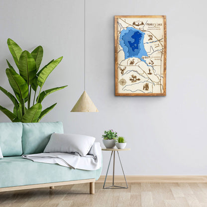 Henry's Lake Idaho Topo Map Sign | Laser Engraved & Framed Wall Art