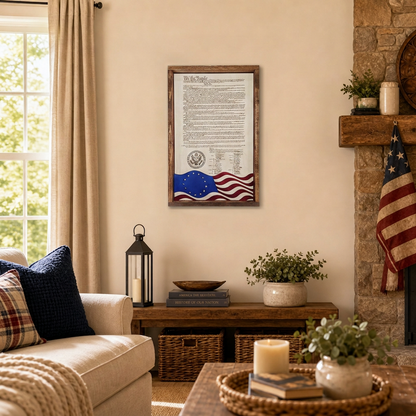 Declaration of Independence & United States Constitution | Patriotic Laser Engraved & Framed Wall Art