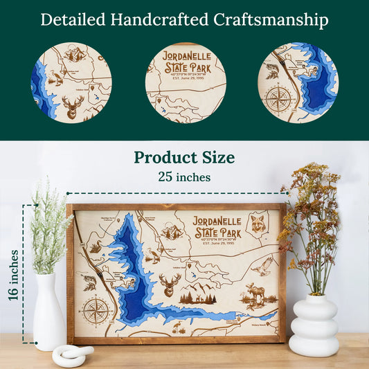 Jordanelle State Park Topo Map Sign | Laser Engraved & Framed Wall Art