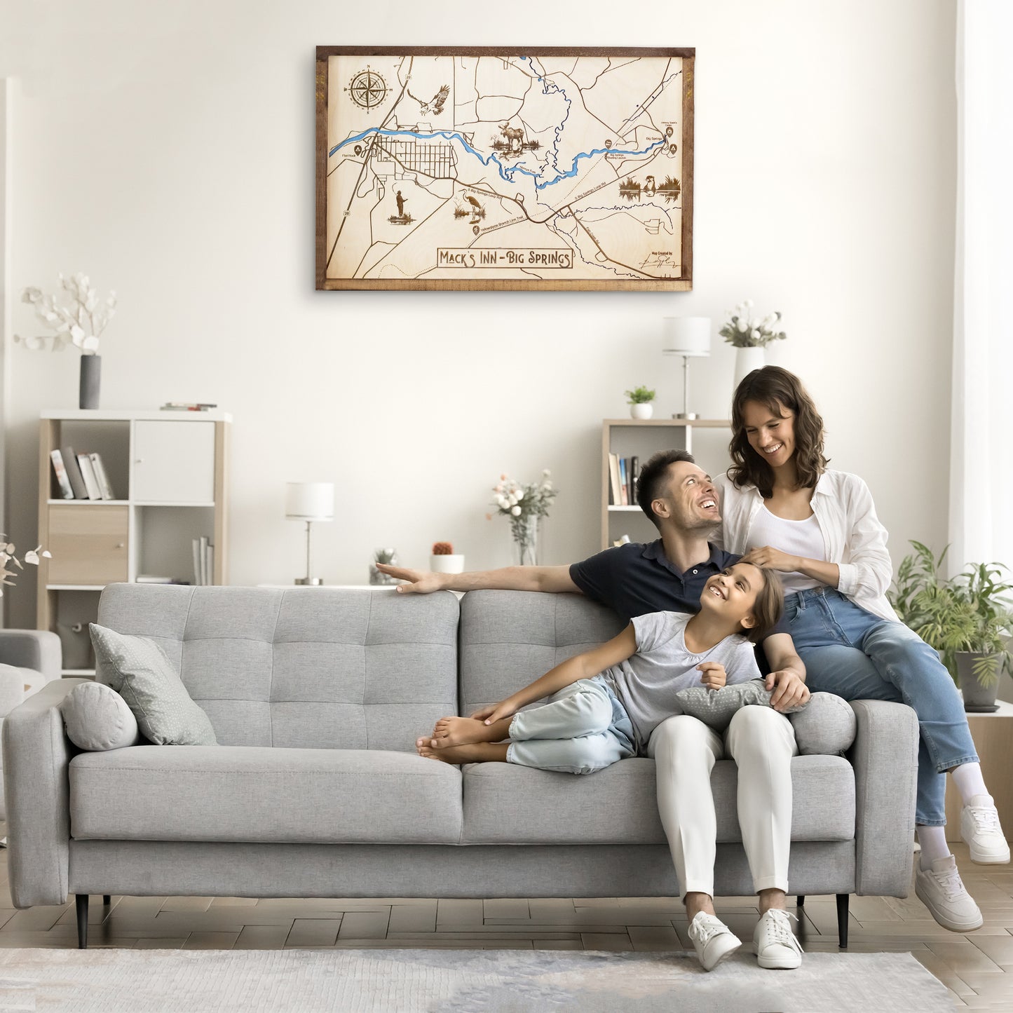 Mack's Inn - Big Springs Topo Map Sign | Laser Engraved & Framed Wall Art