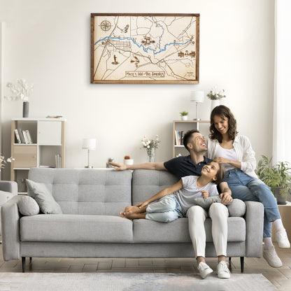 Mack's Inn - Big Springs Topo Map Sign | Laser Engraved & Framed Wall Art