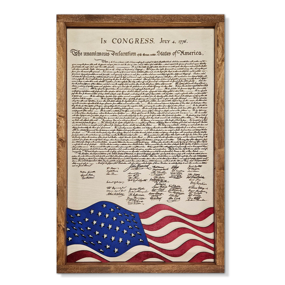 Declaration of Independence Bundle | Patriotic Laser Engraved & Framed Wall Art
