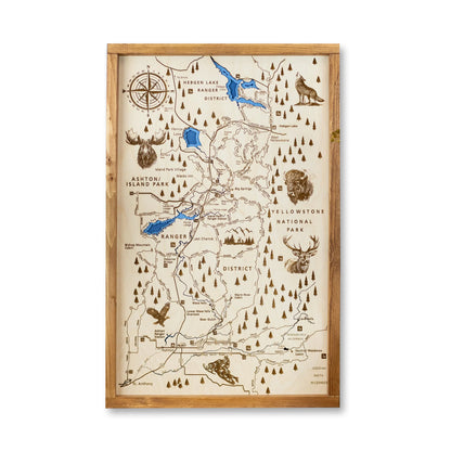 Ashton to Island Park Topo Map Sign | Laser Engraved & Framed Wall Art