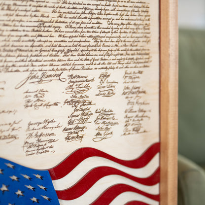 Declaration of Independence & Flag Design | Patriotic Laser Engraved & Framed Wall Art
