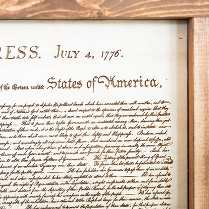 Declaration of Independence & Framed Distressed American Flag | Patriotic Laser Engraved & Framed Wall Art