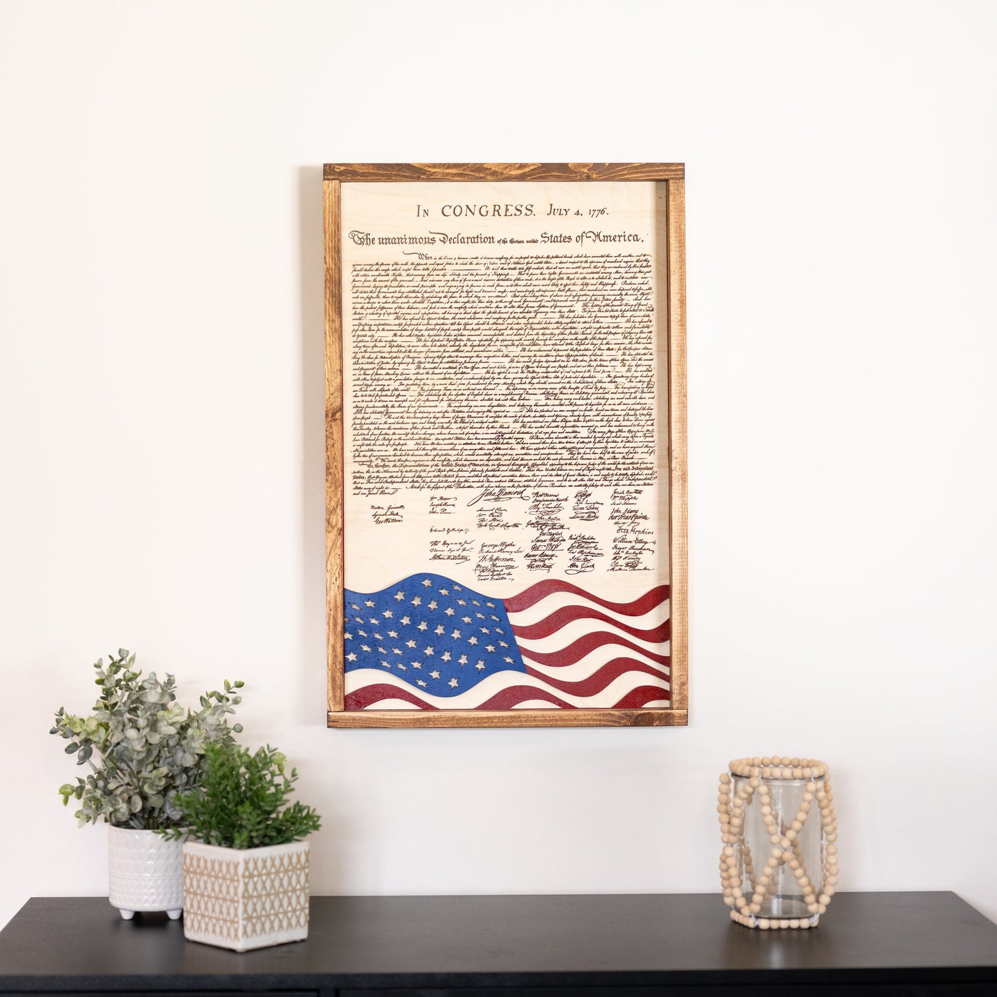 Declaration of Independence & United States Constitution | Patriotic Laser Engraved & Framed Wall Art