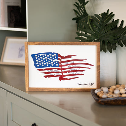 Framed Distressed American Flag | Patriotic Laser Engraved & Framed Wall Art