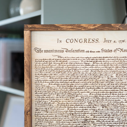Declaration of Independence & America The Beautiful Sign & Framed Distressed American Flag  | Patriotic Laser Engraved & Framed Wall Art