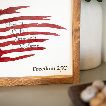 Framed Distressed American Flag | Patriotic Laser Engraved & Framed Wall Art
