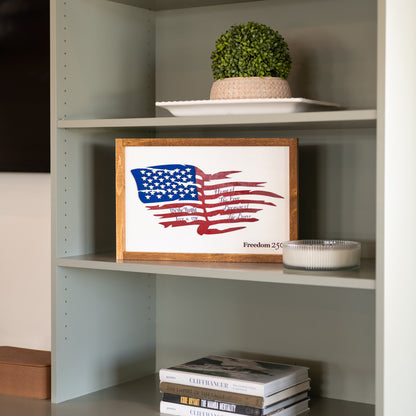 Framed Distressed American Flag | Patriotic Laser Engraved & Framed Wall Art