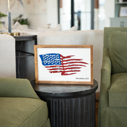 Framed Distressed American Flag | Patriotic Laser Engraved & Framed Wall Art