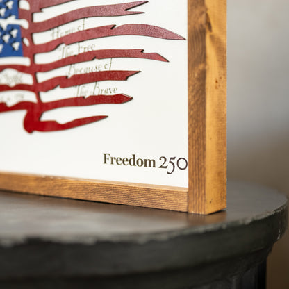 Declaration of Independence & Framed Distressed American Flag | Patriotic Laser Engraved & Framed Wall Art