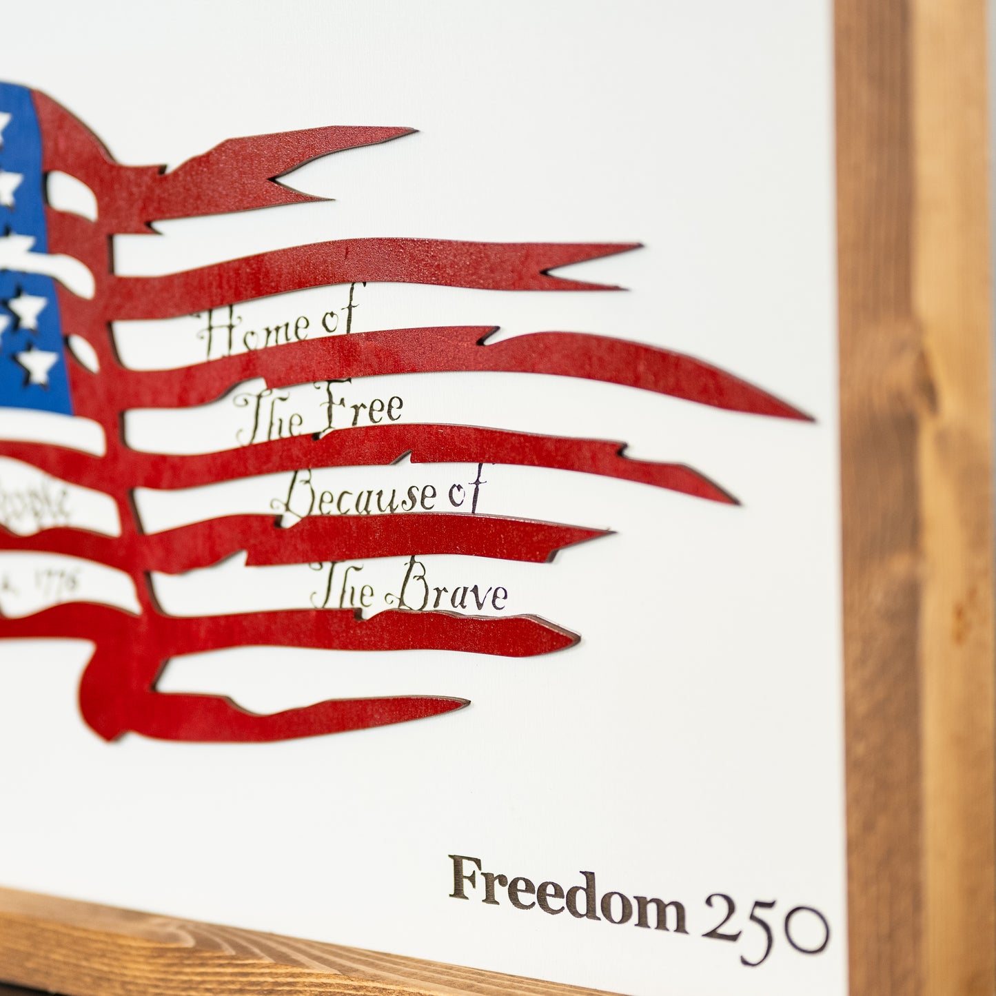 Declaration of Independence & Framed Distressed American Flag | Patriotic Laser Engraved & Framed Wall Art