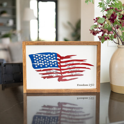 Framed Distressed American Flag | Patriotic Laser Engraved & Framed Wall Art