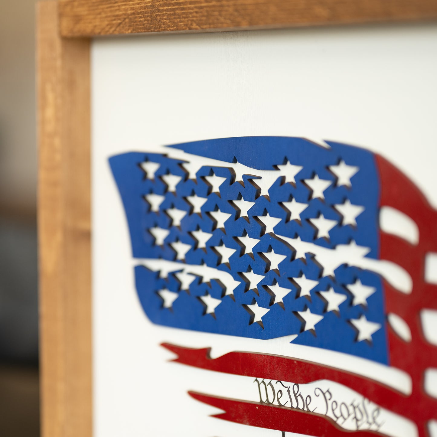 Framed Distressed American Flag | Patriotic Laser Engraved & Framed Wall Art