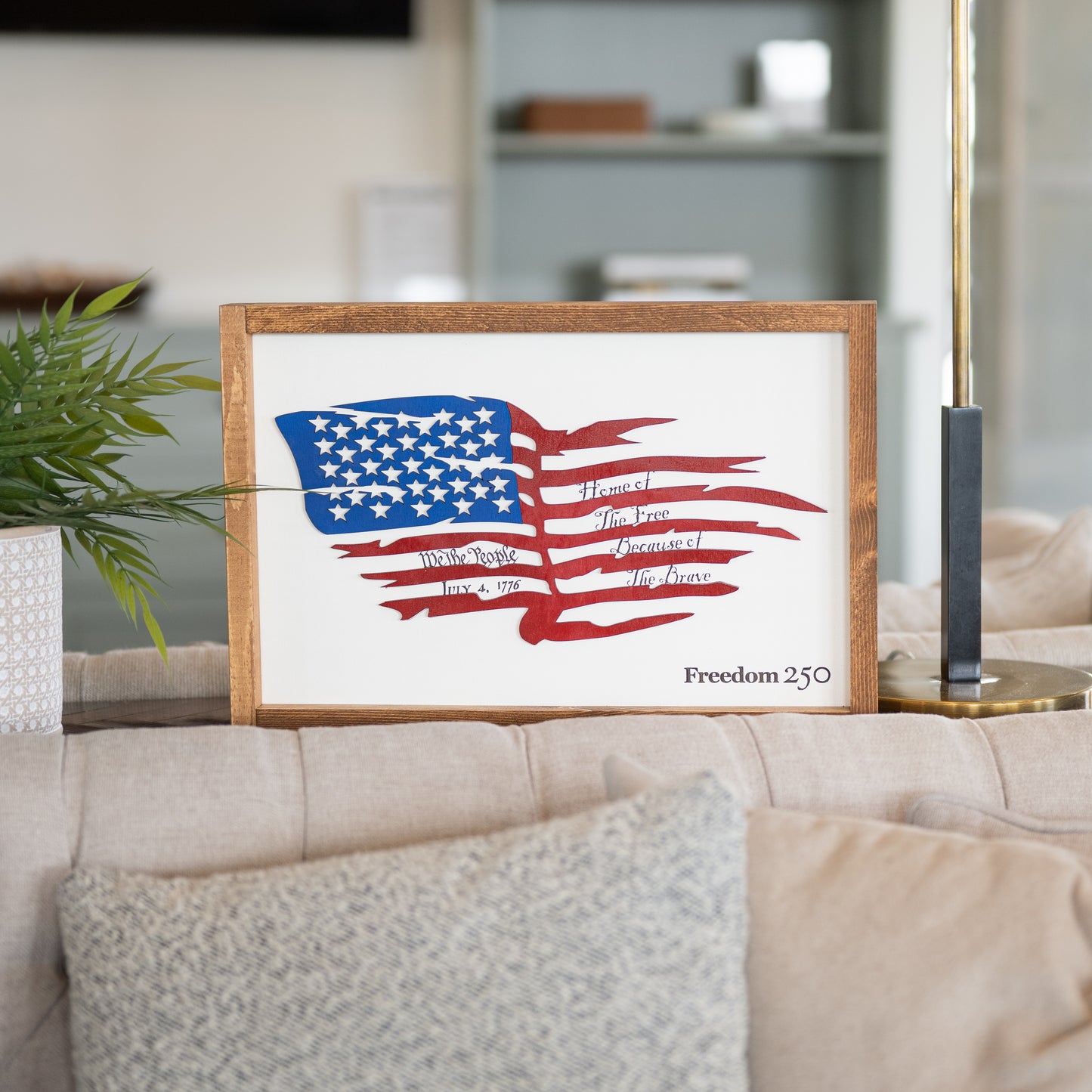 Framed Distressed American Flag | Patriotic Laser Engraved & Framed Wall Art