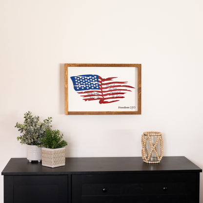 Framed Distressed American Flag | Patriotic Laser Engraved & Framed Wall Art