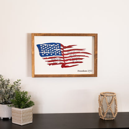 Declaration of Independence & Framed Distressed American Flag | Patriotic Laser Engraved & Framed Wall Art