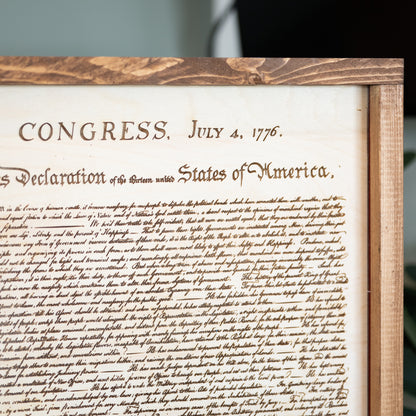 Declaration of Independence & Flag Design | Patriotic Laser Engraved & Framed Wall Art
