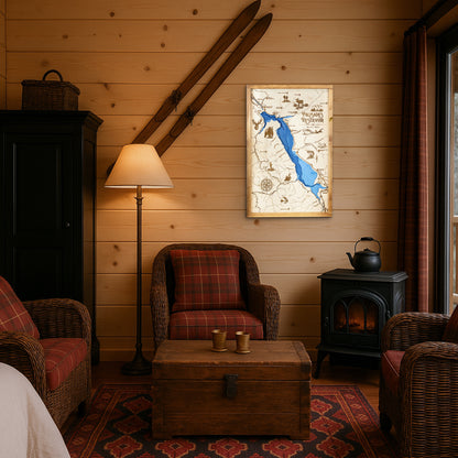 Palisades Reservoir Idaho Topo Map Sign |  Laser Engraved & Framed Wall Art