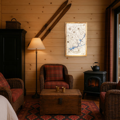 Lake Powell Topo Map Sign | Laser Engraved & Framed Wall Art