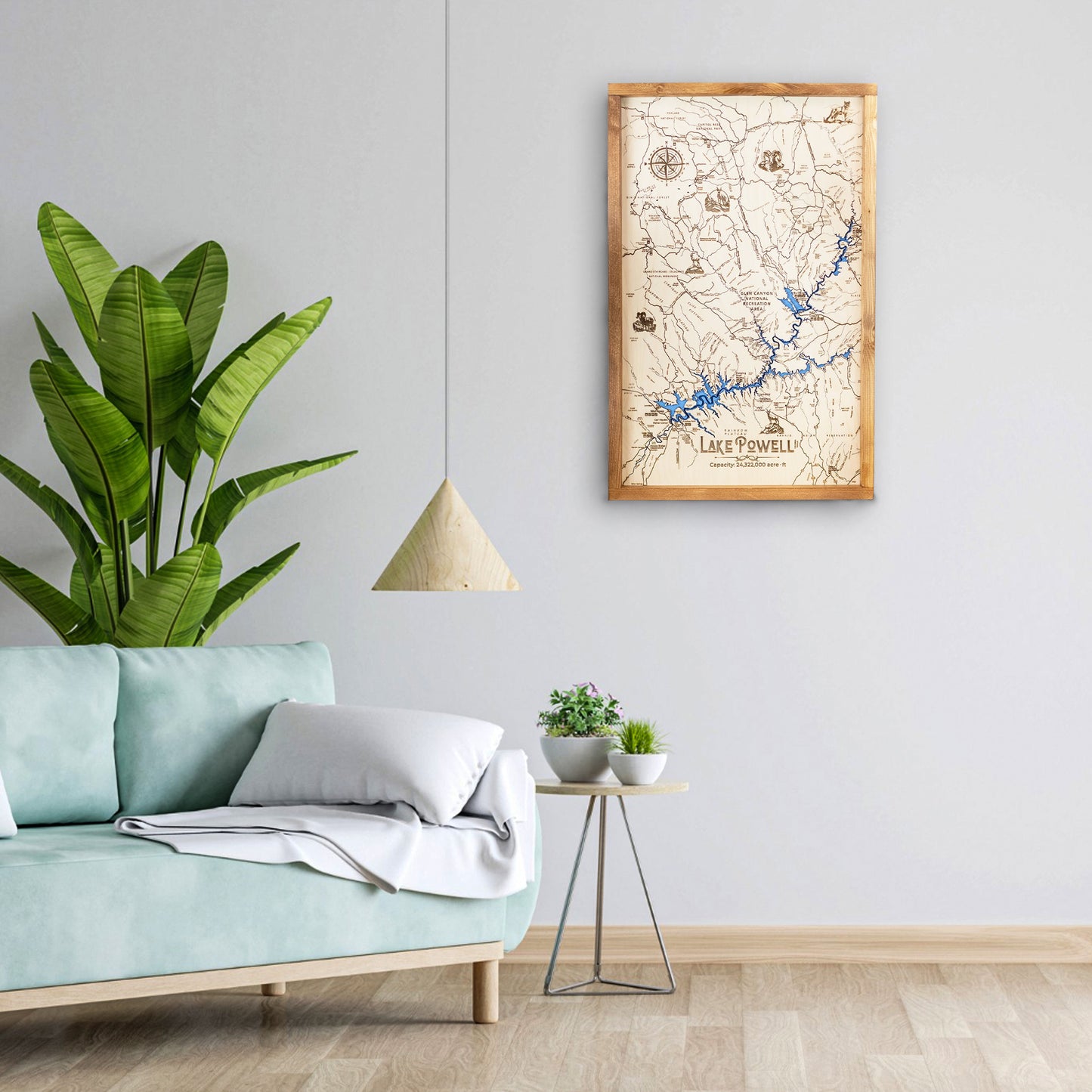 Lake Powell Topo Map Sign | Laser Engraved & Framed Wall Art