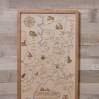 Canyonlands Topo Map Sign | Laser Engraved & Framed Wall Art