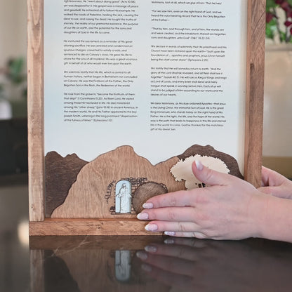 The Living Christ: A Testimony of the Apostles | Framed Proclamation Sign with Multi-layered Scenes