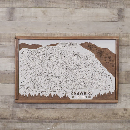Snowbird Ski Resort Map Sign | Laser Engraved and Framed Wall Art