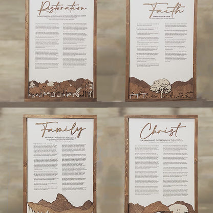 4-Piece Framed LDS Proclamation Signs With Beautiful Multi-layered Scenes