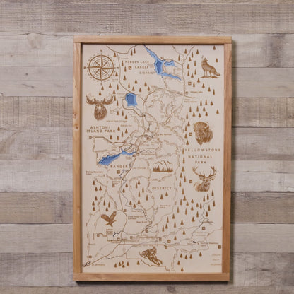 Ashton to Island Park Topo Map Sign | Laser Engraved & Framed Wall Art