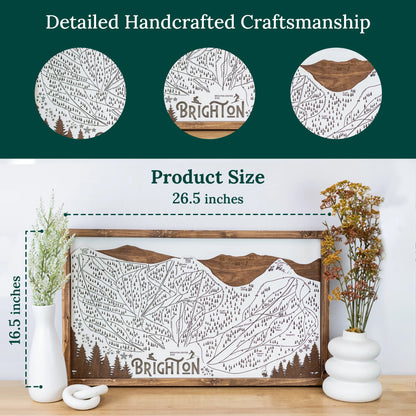 Brighton Ski Resort Map Sign | Laser Engraved & Framed Wall Art