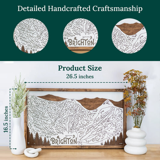 Brighton Ski Resort Map Sign | Laser Engraved & Framed Wall Art