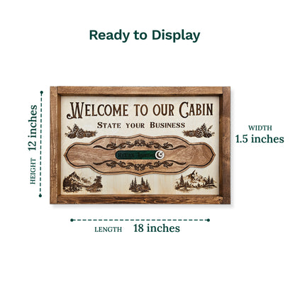 Welcome to Our Cabin | Framed Interactive Rustic Wooden Sign