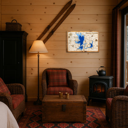 Strawberry Reservoir Topo Map Sign | Laser Engraved & Framed Wall Art